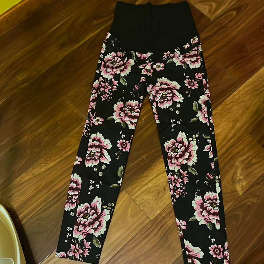 Maternity full panel dress pants floral print